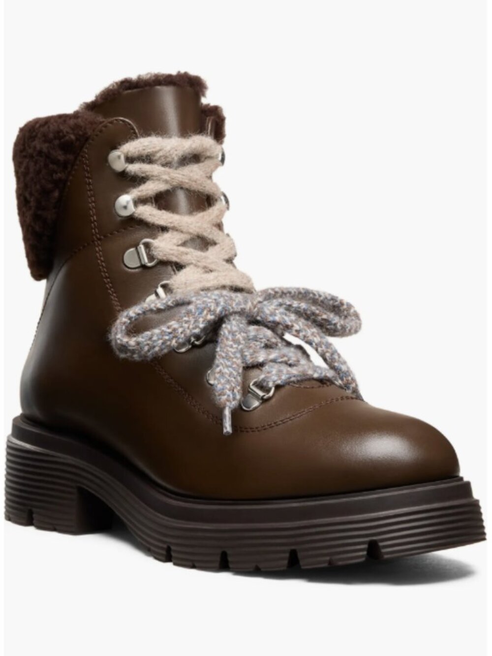 Stuart Weitzman Hudson Lite Genuine Shearling Lined Lace-Up Booties Lug Sole